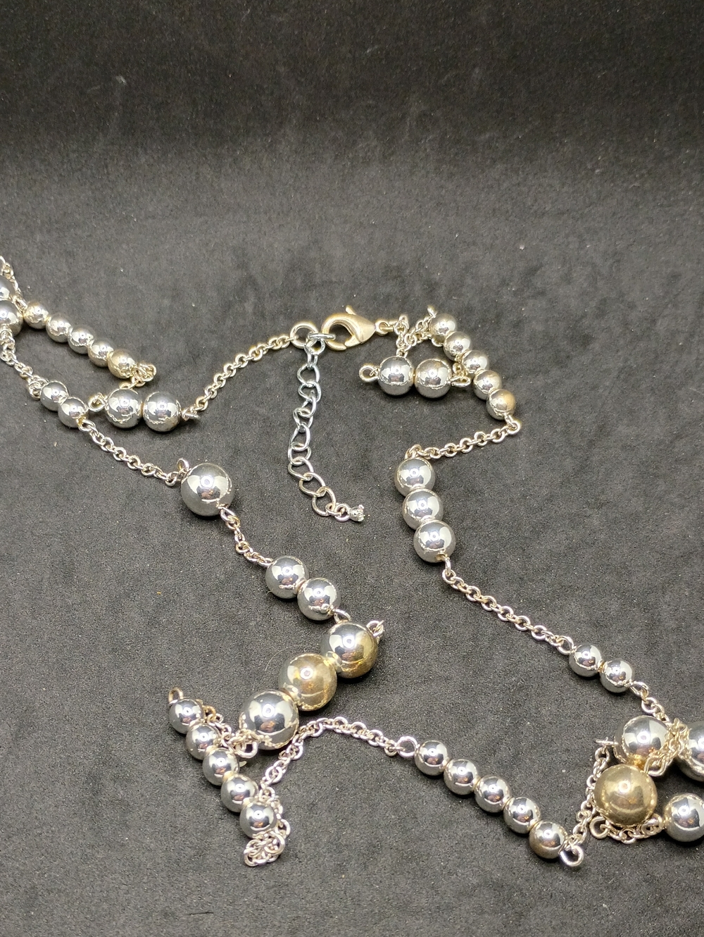 Vintage Silver Tone Beaded Necklace for Women